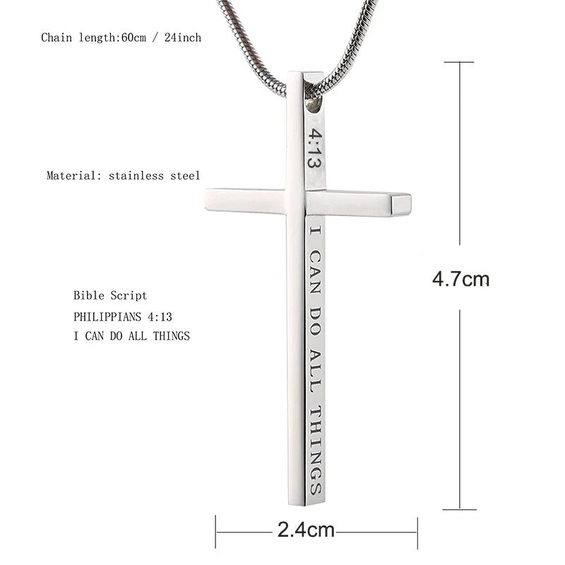 Philippians 4:13 Cross Pendant Necklace