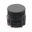 8pc Black Round Slate Coasters