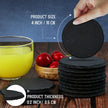 8pc Black Round Slate Coasters