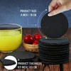 8pc Black Round Slate Coasters