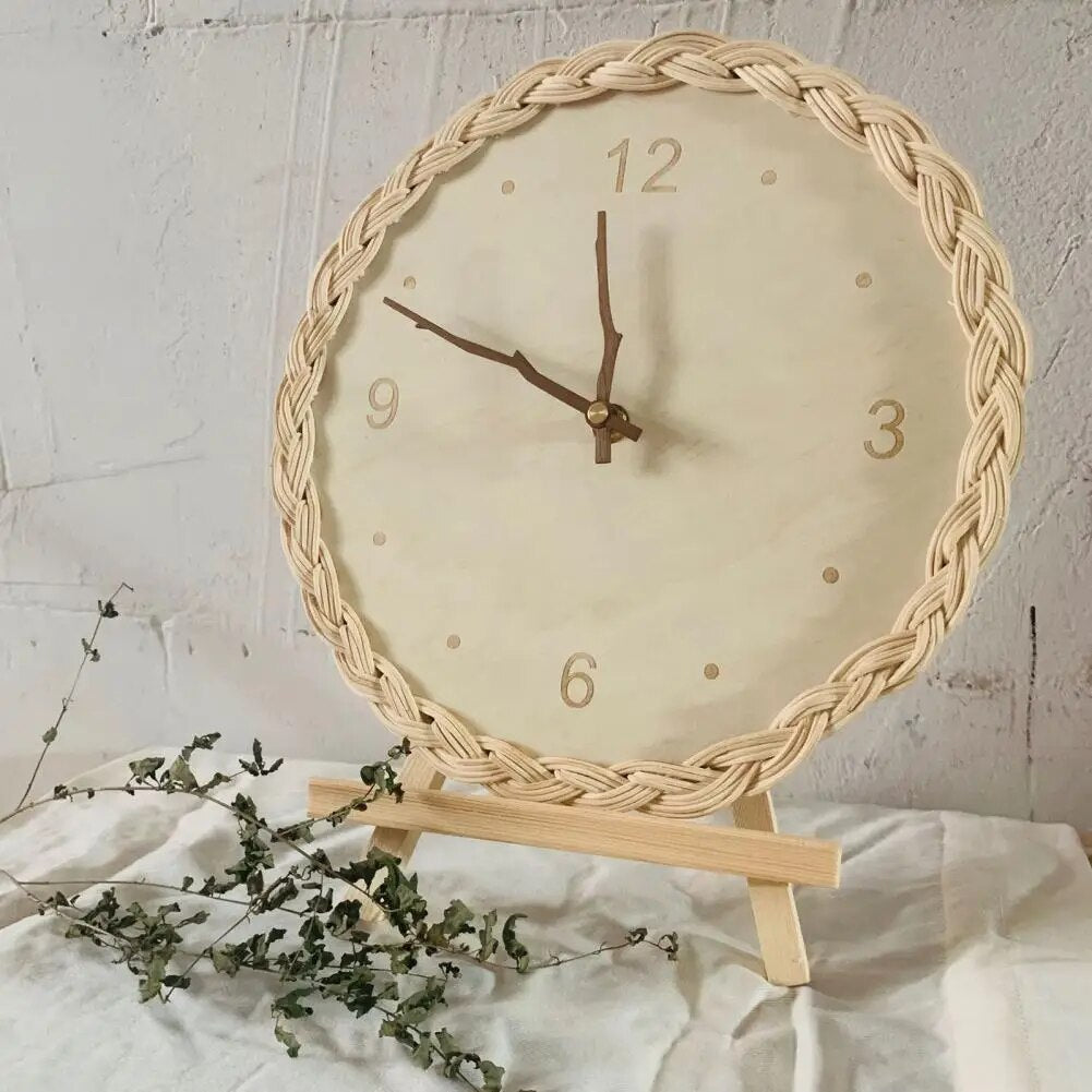 Rattan European Silent Wall Clock