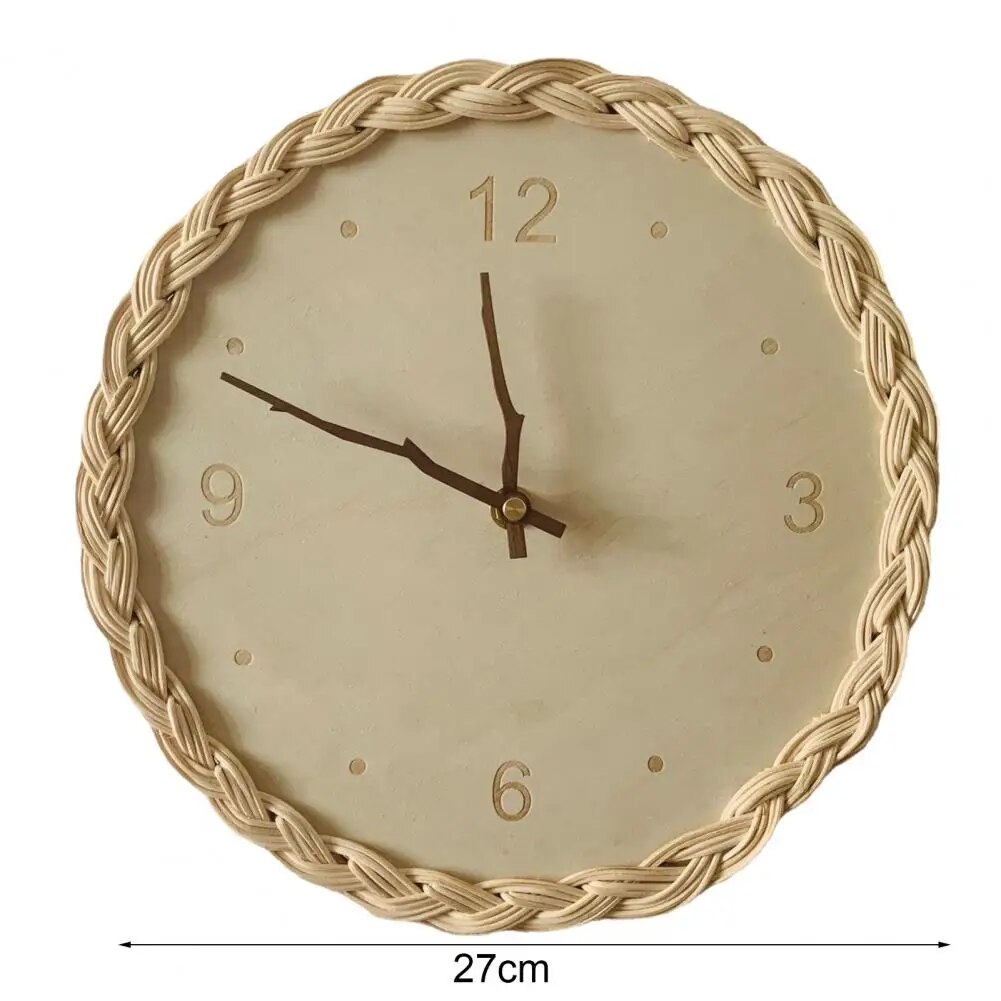 Rattan European Silent Wall Clock