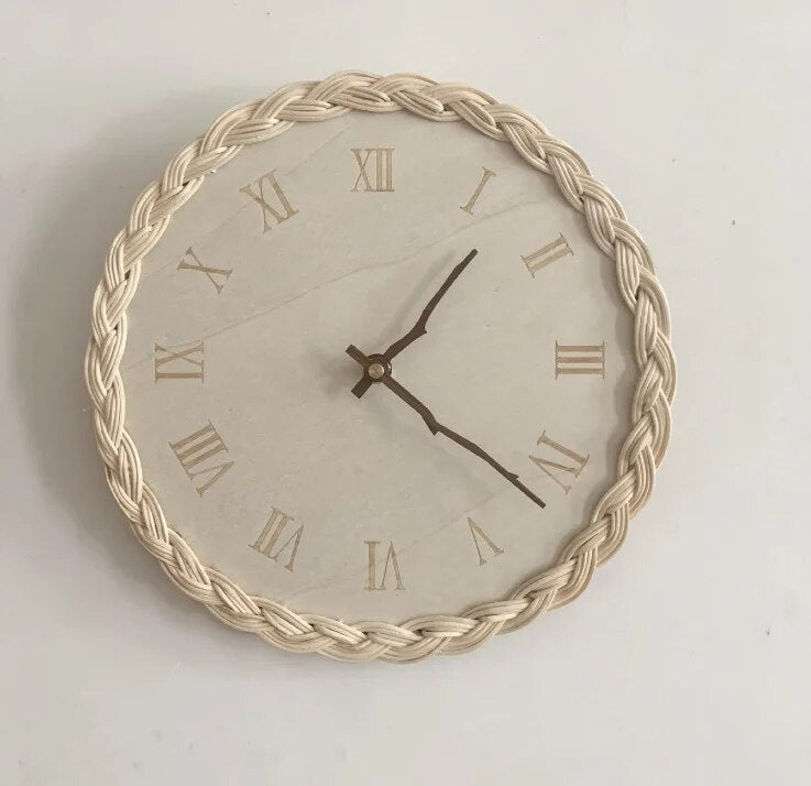 Rattan European Silent Wall Clock