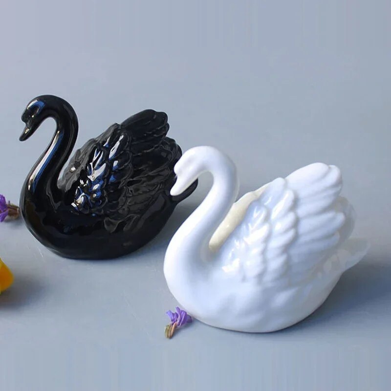 Black and White Swan Sculpture