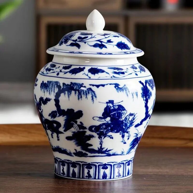 Blue and White Porcelain Tea Storage Pot