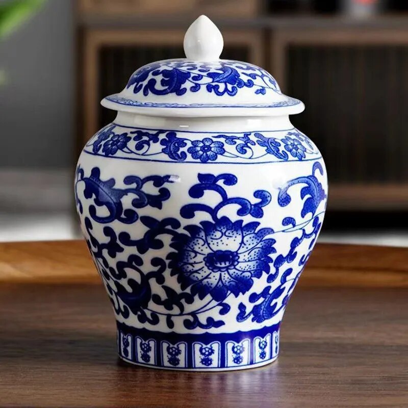 Blue and White Porcelain Tea Storage Pot