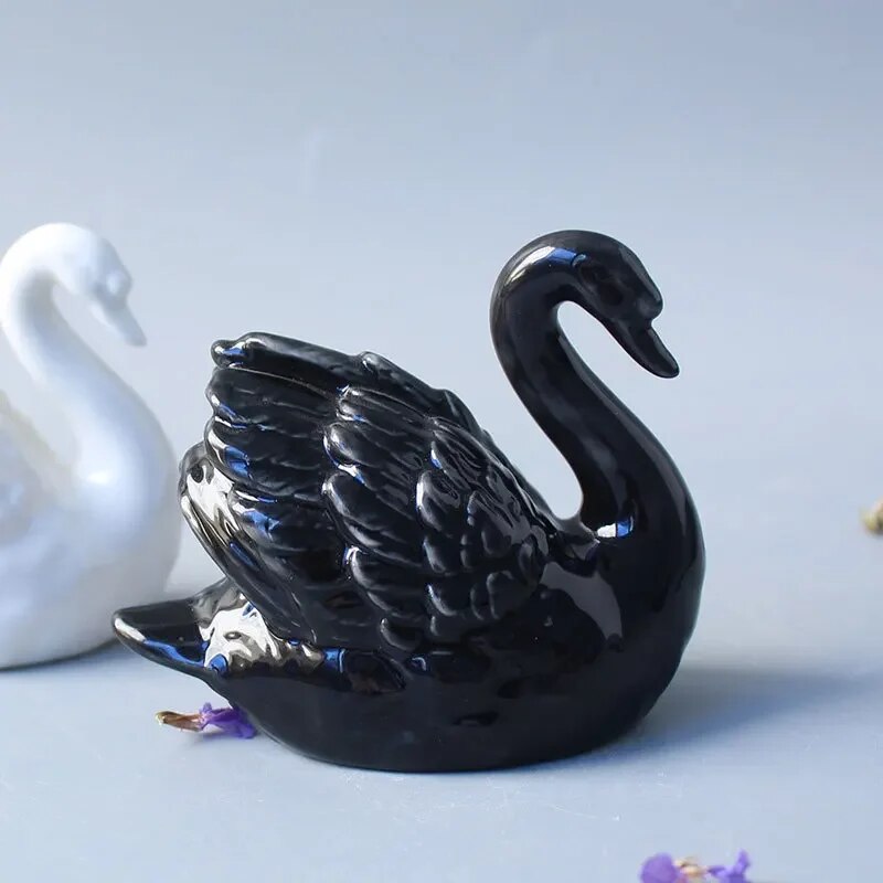 Black and White Swan Sculpture