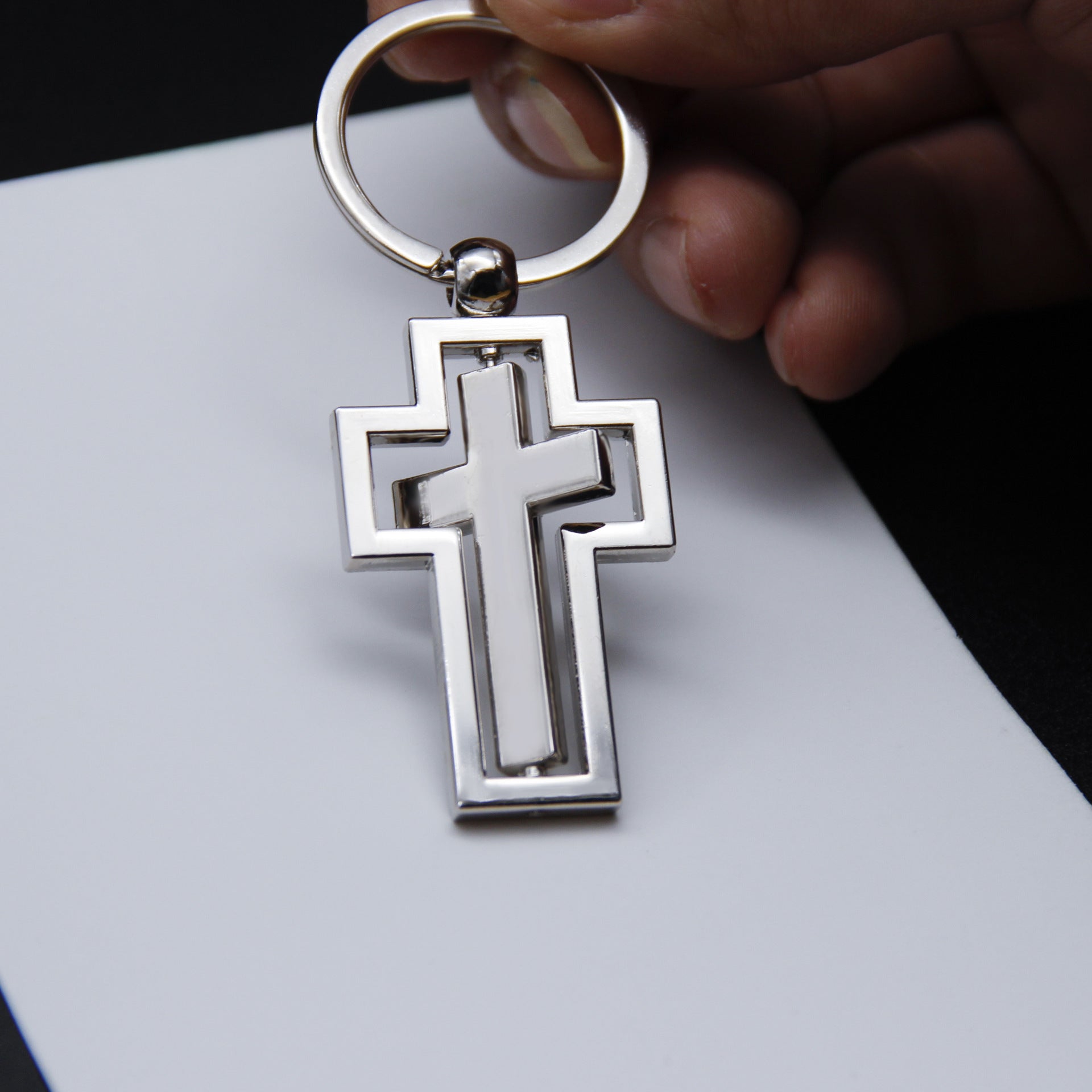 Rotating Cross Alloy Key Chain