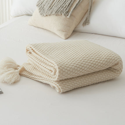 Knit Plaid Bohemian Throw Blanket