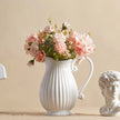 Country Grooved White Table Vase