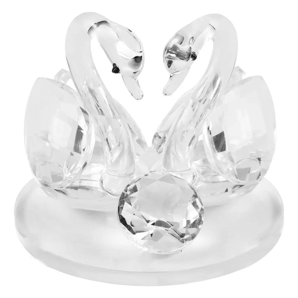 Crystal Glass Swans Sculpture