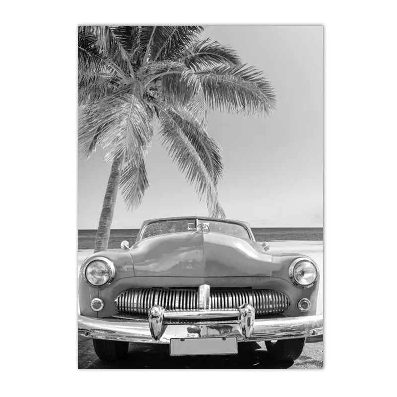 Coastal Beach Black and White Print Wall Art