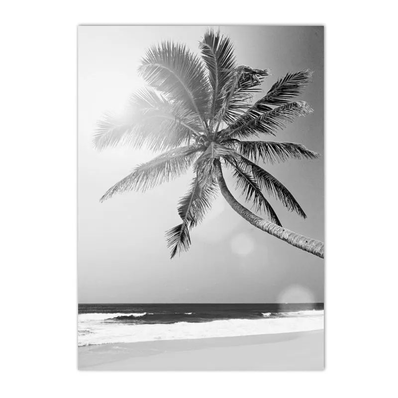 Coastal Beach Black and White Print Wall Art