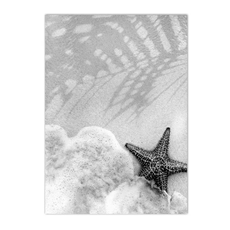 Coastal Beach Black and White Print Wall Art