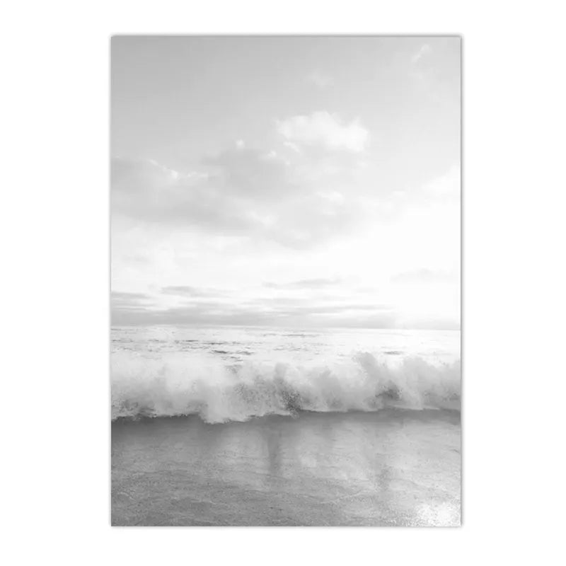 Coastal Beach Black and White Print Wall Art