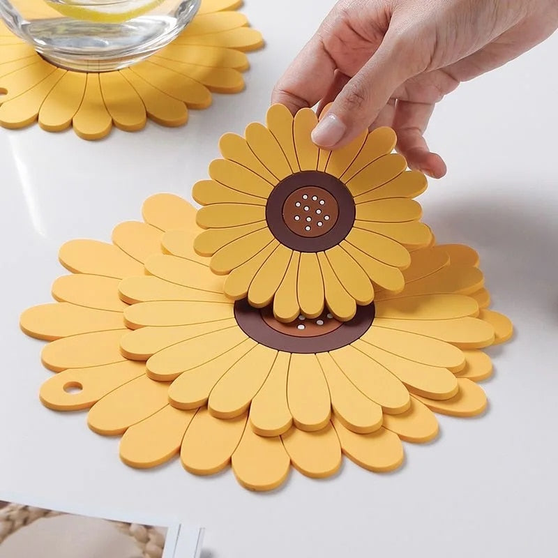 Sunflower PVC Coaster and Table Mat