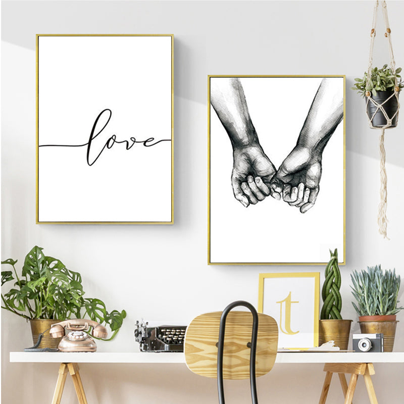 Hand in Hand Black and White Love Print Wall Art