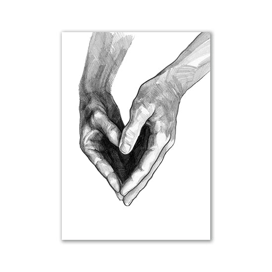 Hand in Hand Black and White Love Print Wall Art