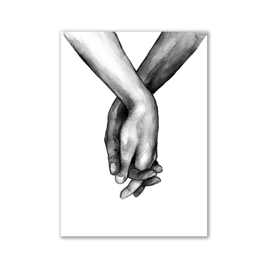 Hand in Hand Black and White Love Print Wall Art